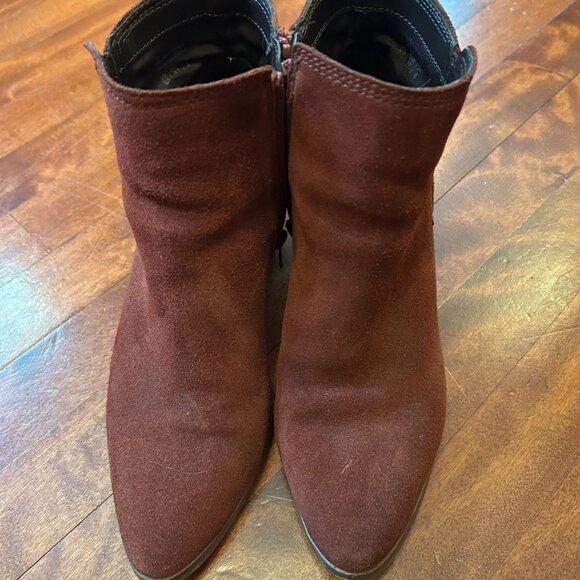 Aldo Lilianne Rust Suede Ankle Chelsea Boot - Size 7 - Picture 2 of 5